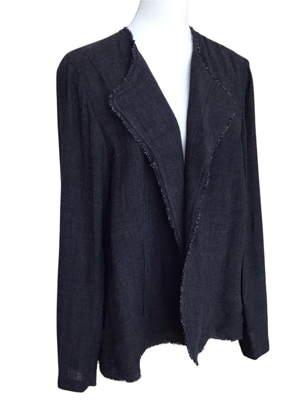 Eileen Fisher Tweed Open- Front Italian Fabric Jacket